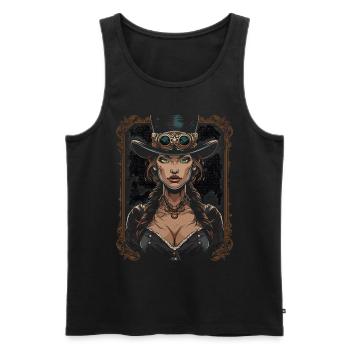 Schöne Frauen Steampunk Liebhaber - Männer Premium Bio Tank Top - Schwarz - Vorne - AI Model Male 178 light (178cm)