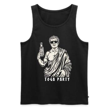 Tenue de fête Toga drôle - Débardeur bio Premium Homme - noir - Devant - AI Model Male 178 light (178cm)