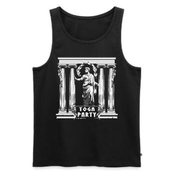 Tenue de fête Toga drôle - Débardeur bio Premium Homme - noir - Devant - AI Model Male 178 light (178cm)