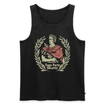 Tenue de fête Toga drôle - Débardeur bio Premium Homme - noir - Devant - AI Model Male 178 light (178cm)