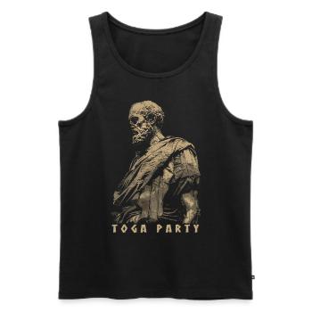 Tenue de fête Toga drôle - Débardeur bio Premium Homme - noir - Devant - AI Model Male 178 light (178cm)