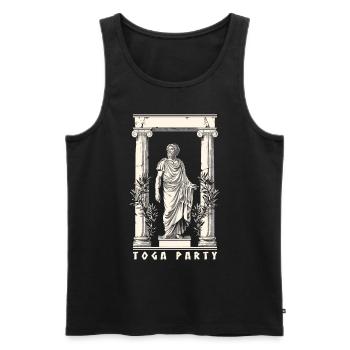 Tenue de fête Toga drôle - Débardeur bio Premium Homme - noir - Devant - AI Model Male 178 light (178cm)