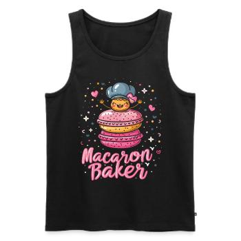 Amateurs de macarons Macaron Baker - Débardeur bio Premium Homme - noir - Devant - AI Model Male 178 light (178cm)
