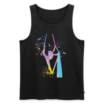 Vertikaltuch Luftakrobatik Aerial Silk - Männer Premium Bio Tank Top - Schwarz - Vorne - AI Model Male 178 light (178cm)