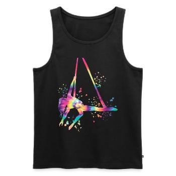 Vertikaltuch Luftakrobatik Aerial Silk - Männer Premium Bio Tank Top - Schwarz - Vorne - AI Model Male 178 light (178cm)