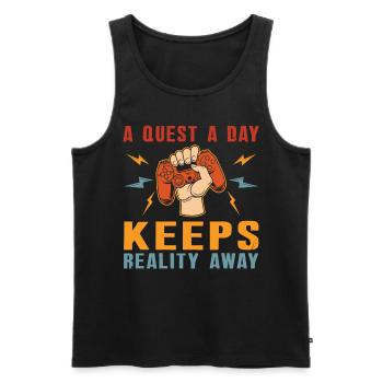 Jouer à Gamer A Quest A Day - Débardeur bio Premium Homme - noir - Devant - Michal (187cm)