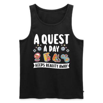 Jouer à Gamer A Quest A Day - Débardeur bio Premium Homme - noir - Devant - Michal (187cm)