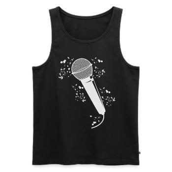 Microphone Poésie Slam Podcast Chanteur - Débardeur bio Premium Homme - noir - Devant - AI Model Male 178 light (178cm)