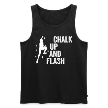 Boulderer Chalk Up and Flash Bouldering - Men's Premium Organic Tank Top - black - Front - Michal (187cm)
