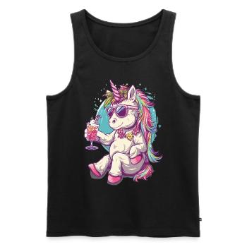 Buntes Erfrischendes Cocktail Einhorn - Männer Premium Bio Tank Top - Schwarz - Vorne - AI Model Male 178 light (178cm)