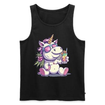 Buntes Erfrischendes Cocktail Einhorn - Männer Premium Bio Tank Top - Schwarz - Vorne - AI Model Male 178 light (178cm)