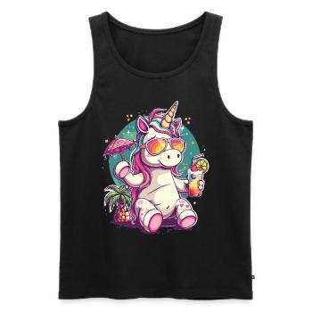 Buntes Erfrischendes Cocktail Einhorn - Männer Premium Bio Tank Top - Schwarz - Vorne - AI Model Male 178 light (178cm)