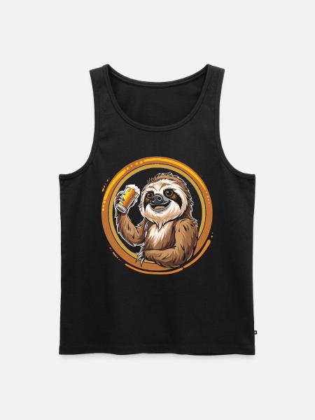 Faultier Bier Biertrinker - Männer Premium Bio Tank Top - Schwarz