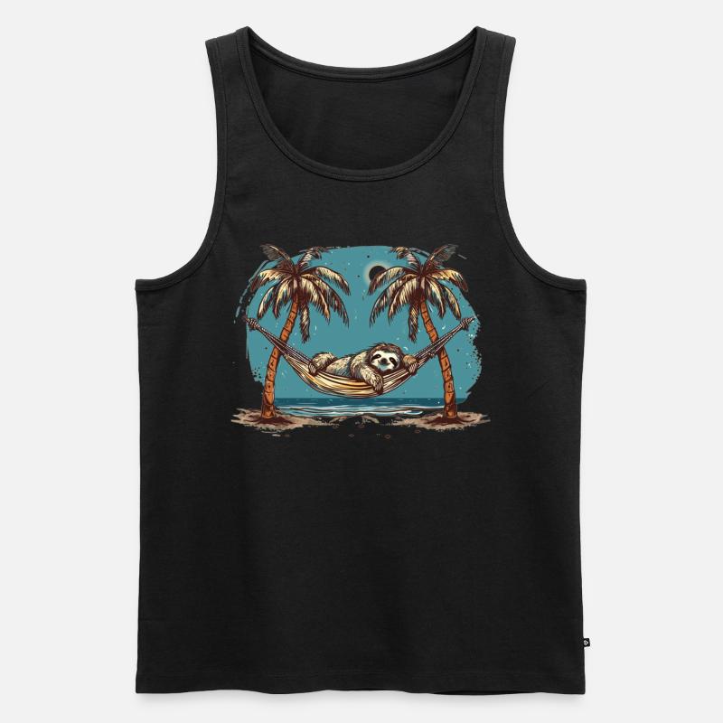 Sloth Hammock, Beach, Chill - Men's Premium Organic Tank Top - black