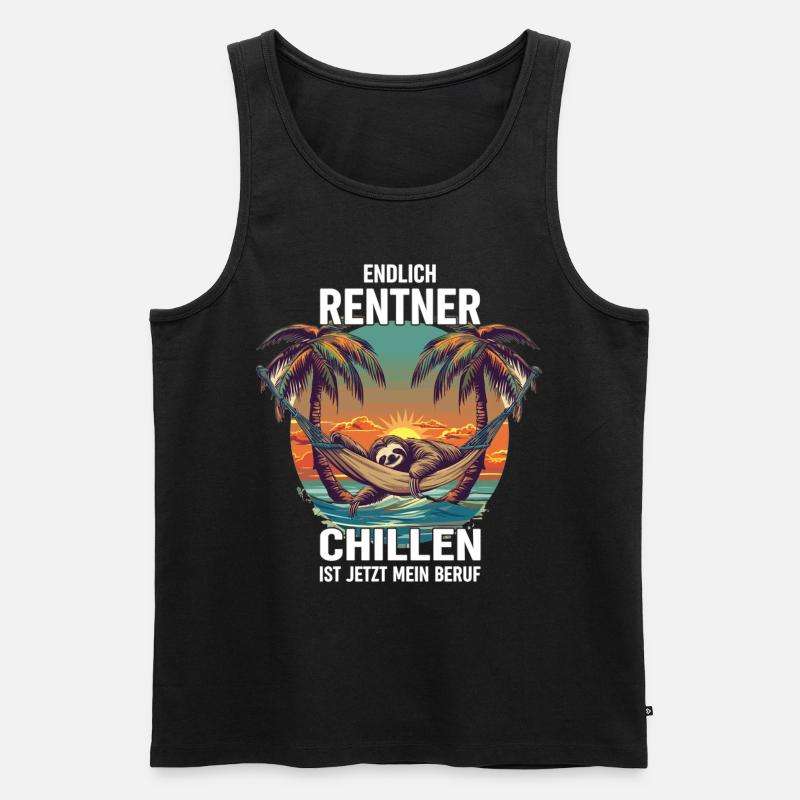 "Endlich Rentner" Chillen Faultier - Männer Premium Bio Tank Top - Schwarz
