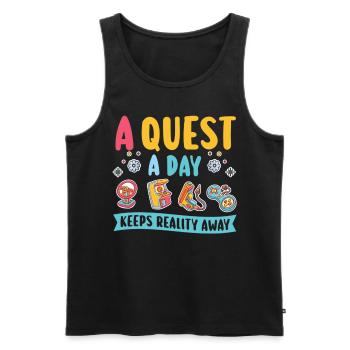 Jouer à Gamer A Quest A Day - Débardeur bio Premium Homme - noir - Devant - Michal (187cm)