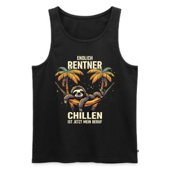 "Finally Pensioner" Chilling Sloth - Men's Premium Organic Tank Top - black - Front - AI Model Male 178 light (178cm)