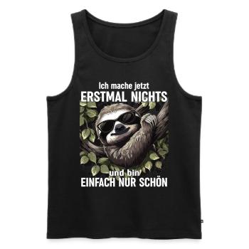 Büro Humor Langschläfer Faultier - Männer Premium Bio Tank Top - Schwarz - Vorne - Michal (187cm)