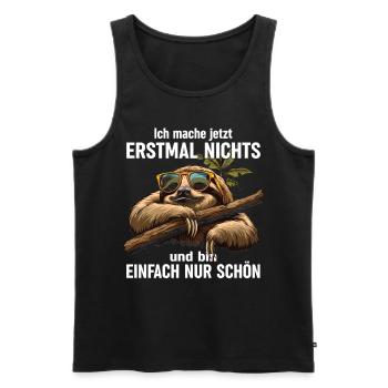 Büro Humor Langschläfer Faultier - Männer Premium Bio Tank Top - Schwarz - Vorne - Michal (187cm)