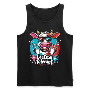 Lactose tolerant - Men's Premium Organic Tank Top - black - Front - AI Model Male 178 light (178cm)