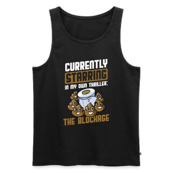 Lustige "0 Tage Seit Ich Zuletzt Gekackt - Männer Premium Bio Tank Top - Schwarz - Vorne - Michal (187cm)