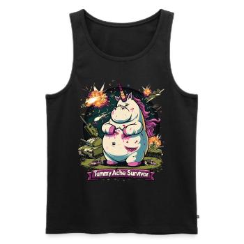 Funny Unicorn Meme Stomach Ache - Men's Premium Organic Tank Top - black - Front - Michal (187cm)