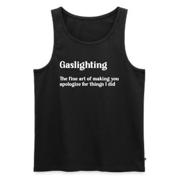 Véritable éclairage au gaz professionnel - Débardeur bio Premium Homme - noir - Devant - AI Model Male 178 light (178cm)