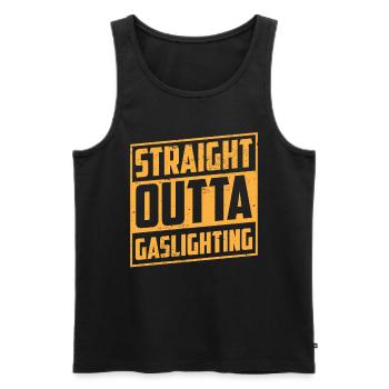 Echtes Professionelles Gaslighting - Männer Premium Bio Tank Top - Schwarz - Vorne - AI Model Male 178 light (178cm)