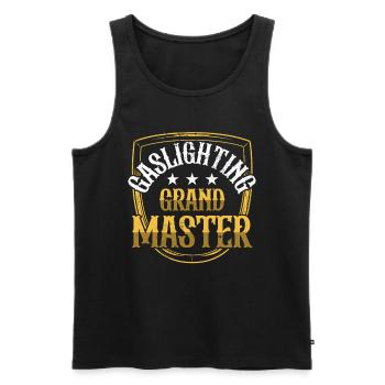 Echtes Professionelles Gaslighting - Männer Premium Bio Tank Top - Schwarz - Vorne - AI Model Male 178 light (178cm)