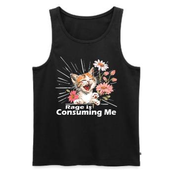 Cat Rage Consumes Me Humor Meme - Men's Premium Organic Tank Top - black - Front - AI Model Male 178 light (178cm)