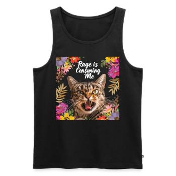 Cat Rage Consumes Me Humor Meme - Men's Premium Organic Tank Top - black - Front - AI Model Male 178 light (178cm)