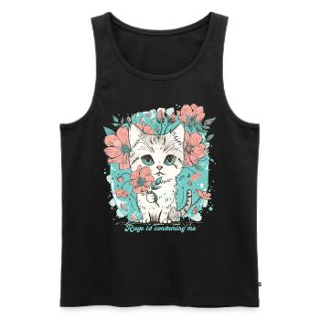 Cat Rage Consumes Me Humor Meme - Men's Premium Organic Tank Top - black - Front - AI Model Male 178 light (178cm)