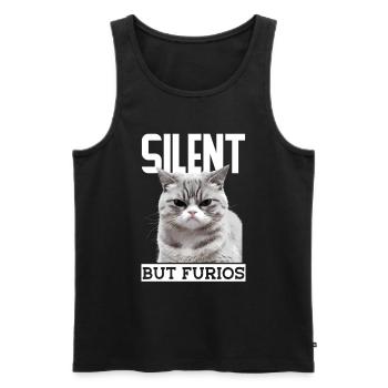 Chat Gras Gros Chat Humour Mème - Débardeur bio Premium Homme - noir - Devant - AI Model Male 178 light (178cm)