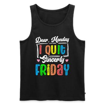 Joyeux vendredi Fri Yay École des enseignants Mème - Débardeur bio Premium Homme - noir - Devant - AI Model Male 178 light (178cm)