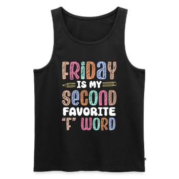Joyeux vendredi Fri Yay École des enseignants Mème - Débardeur bio Premium Homme - noir - Devant - AI Model Male 178 light (178cm)