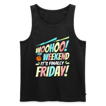Joyeux vendredi Fri Yay École des enseignants Mème - Débardeur bio Premium Homme - noir - Devant - AI Model Male 178 light (178cm)