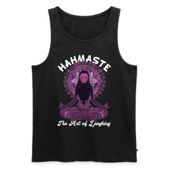 Meditation Funny Laughter Yoga - Men's Premium Organic Tank Top - black - Front - AI Model Male 178 light (178cm)