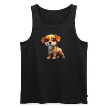 Welpe 3 - Männer Premium Bio Tank Top - Schwarz - Vorne - Michal (187cm)