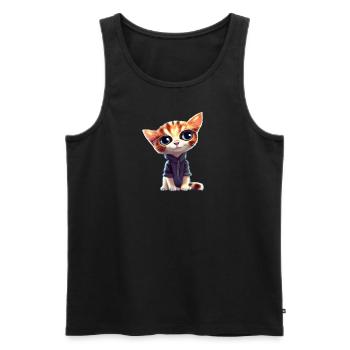 Super cute cat - Men's Premium Organic Tank Top - black - Front - AI Model Male 178 light (178cm)