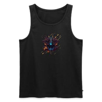 Logo cybernétique futuriste - Débardeur bio Premium Homme - noir - Devant - AI Model Male 178 light (178cm)