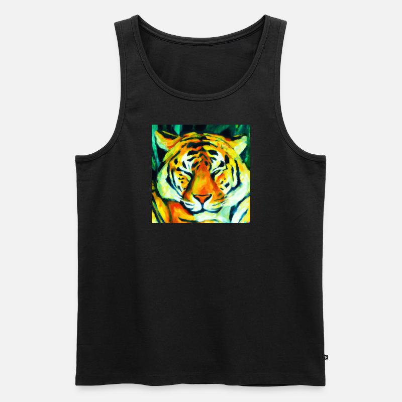 Raubkatze Ölgemälde - Männer Premium Bio Tank Top - undefined