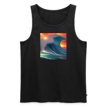 große Welle bei Sonnenuntergang - Männer Premium Bio Tank Top - Schwarz - Vorne - AI Model Male 178 light (178cm)