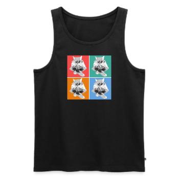 cat4 - Männer Premium Bio Tank Top - Schwarz - Vorne - Michal (187cm)
