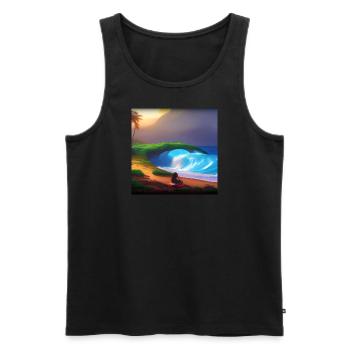 Vague épique sur la plage - Débardeur bio Premium Homme - noir - Devant - AI Model Male 178 light (178cm)