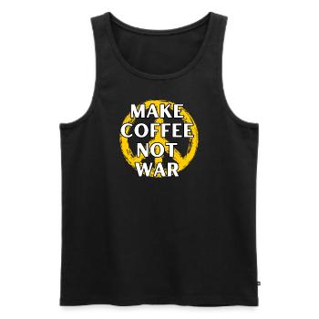 Make Coffee Not War - Macht Kaffee keinen Krieg - Männer Premium Bio Tank Top - Schwarz - Vorne - Michal (187cm)
