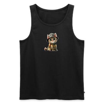 Baby Katze als Feuerwehrmann - Männer Premium Bio Tank Top - Schwarz - Vorne - Michal (187cm)