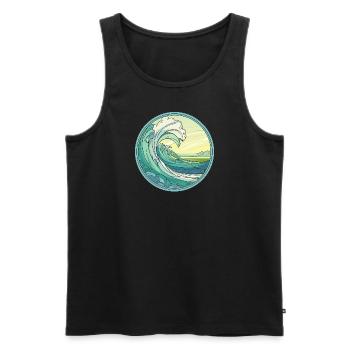 Stained Glass Ocean Wave Art - Men's Premium Organic Tank Top - black - Front - AI Model Male 178 light (178cm)