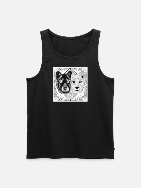 Monochrome Wolf & Dog Design - Men's Premium Organic Tank Top - black