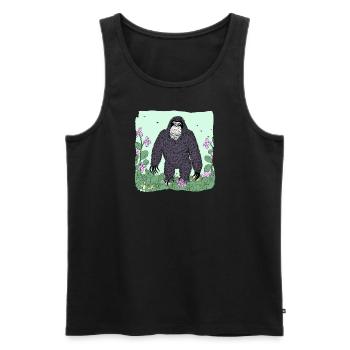 Gentle Gorilla Among Flowers - Men's Premium Organic Tank Top - black - Front - AI Model Male 178 light (178cm)