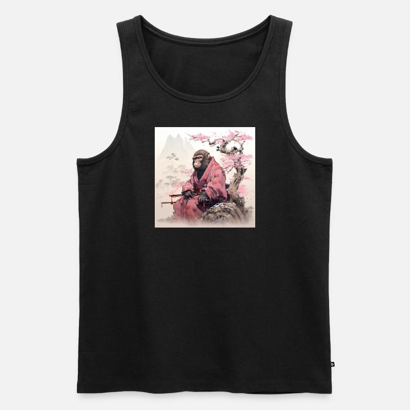 Japanische Samurai affe - Männer Premium Bio Tank Top - Schwarz